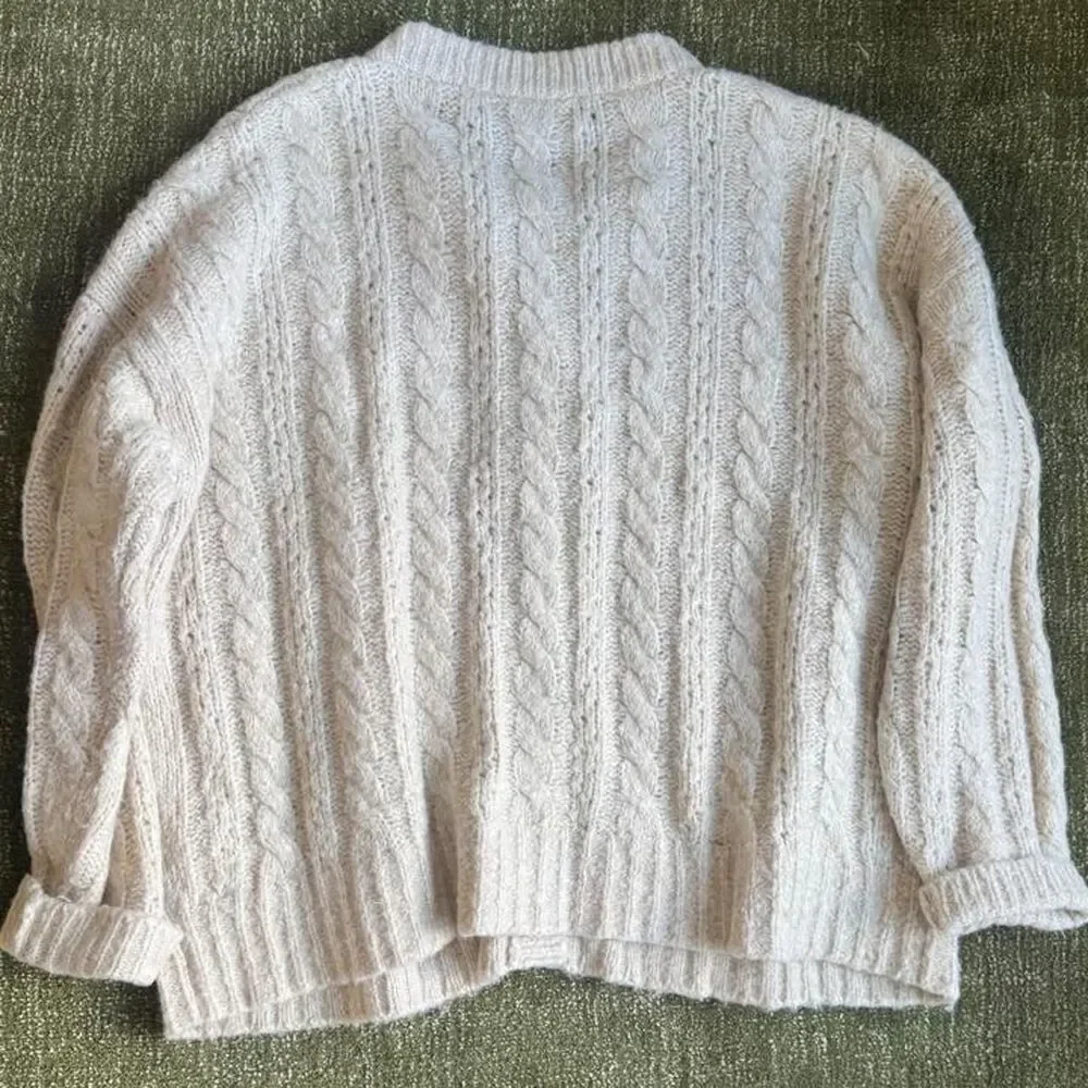 Madewell Women's Cream and Pink Cardigan